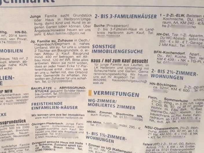 сокращения в немецких объявлениях поиск квартиры в Германии